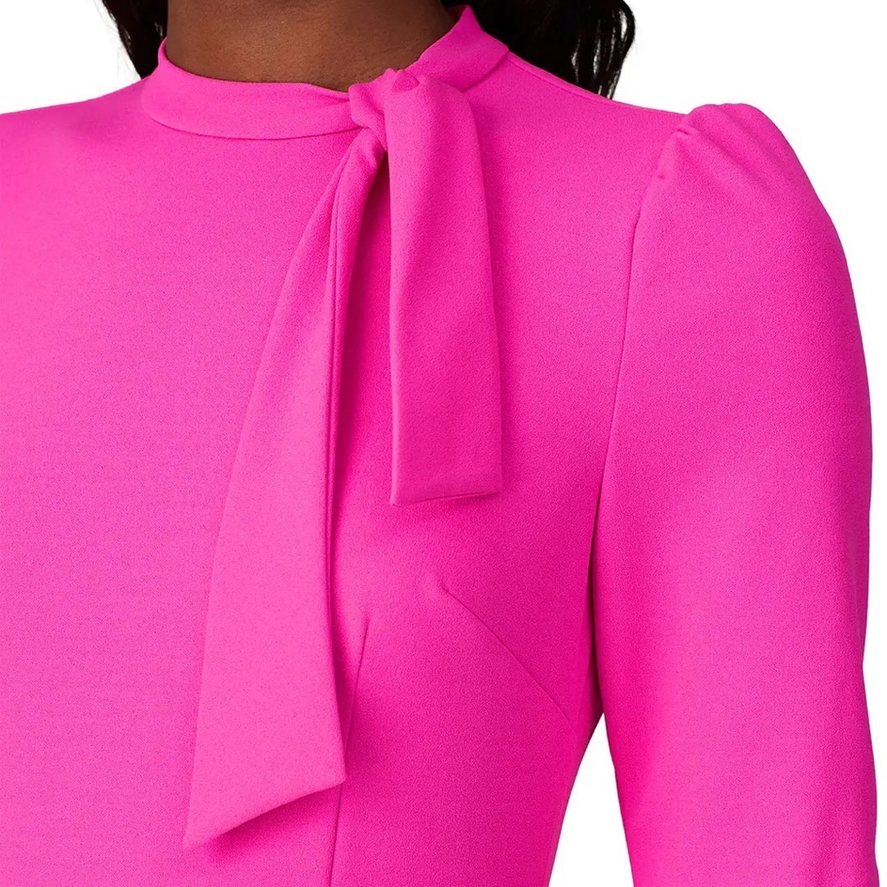 Donna Morgan electric pink tie neck dress - Picture 2 of 3